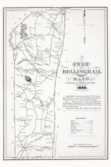 1830 Town Map of Bellingham Norfolk County Massachusetts