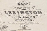 1830 Town Map of Lexington Middlesex County Massachusetts