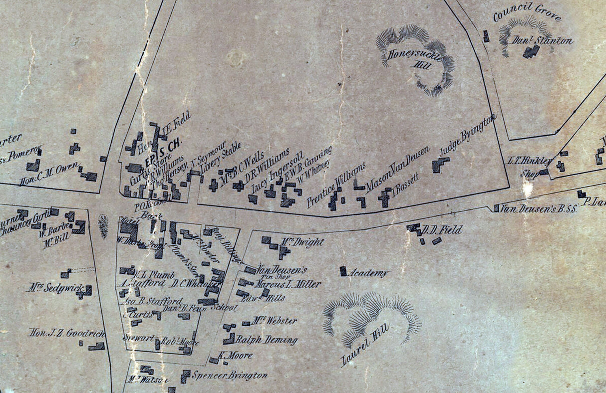 1855 Town Map of Stockbridge & West Stockbridge Berkshire County Massachusetts