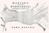 1857 Map of Madison Wisconsin Lake Menona