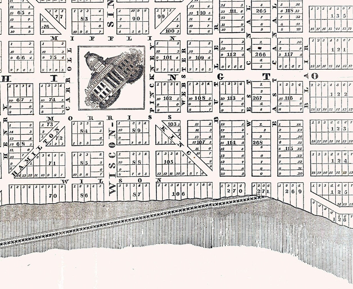 1857 Map of Madison Wisconsin Lake Menona