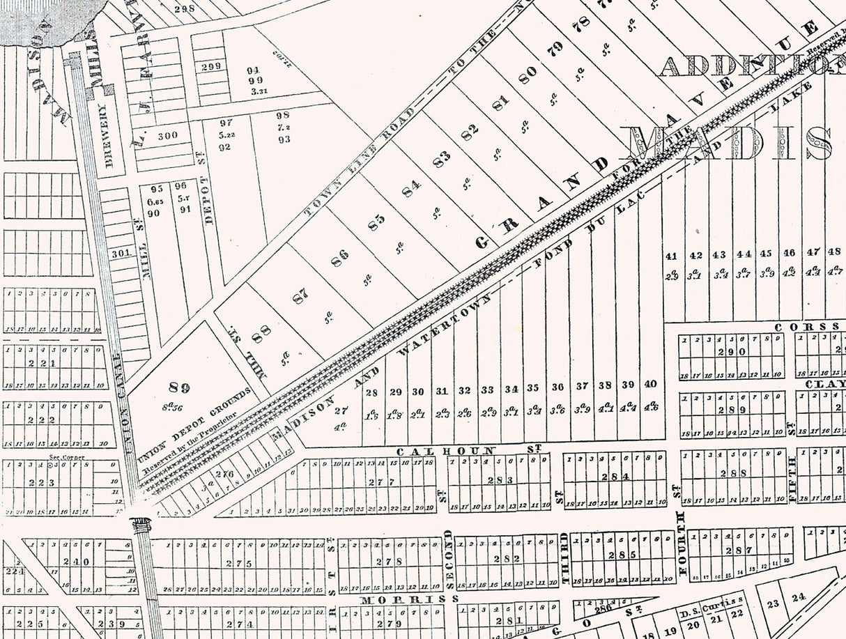 1857 Map of Madison Wisconsin Lake Menona