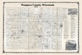 1874 Map of Waupaca County Wisconsin