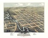 1874 Panoramic Map of Reedsburg Sauk County Wisconsin