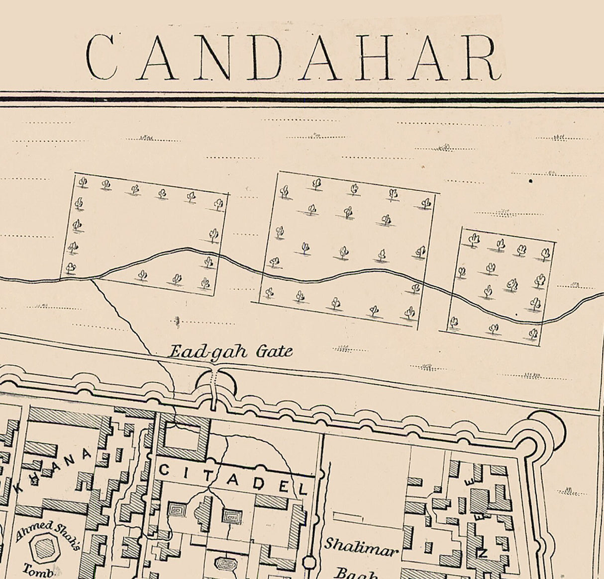 1880 Map of Kandahar Afghanistan