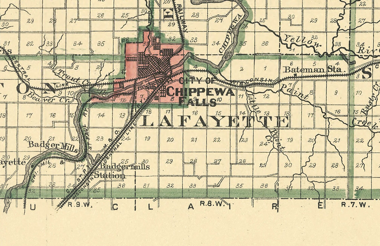 1888 Map of Chippewa County Wisconsin