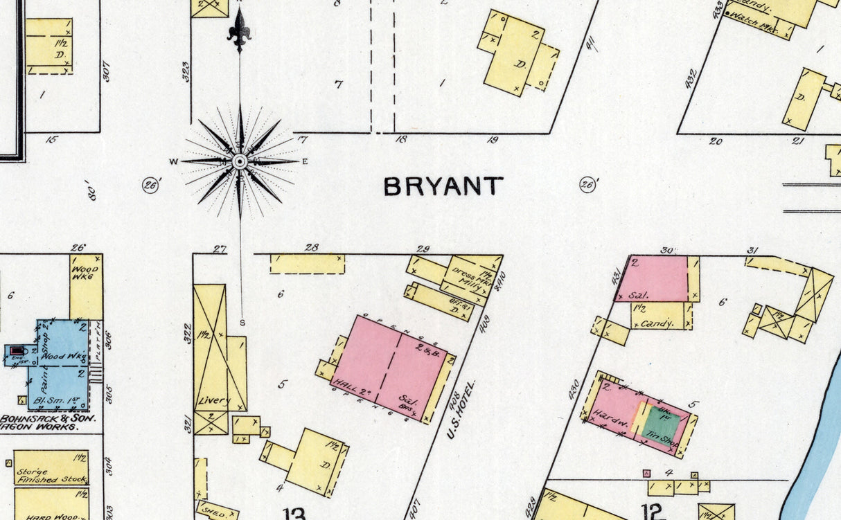 1892 Town Map of Sauk City Sauk County Wisconsin