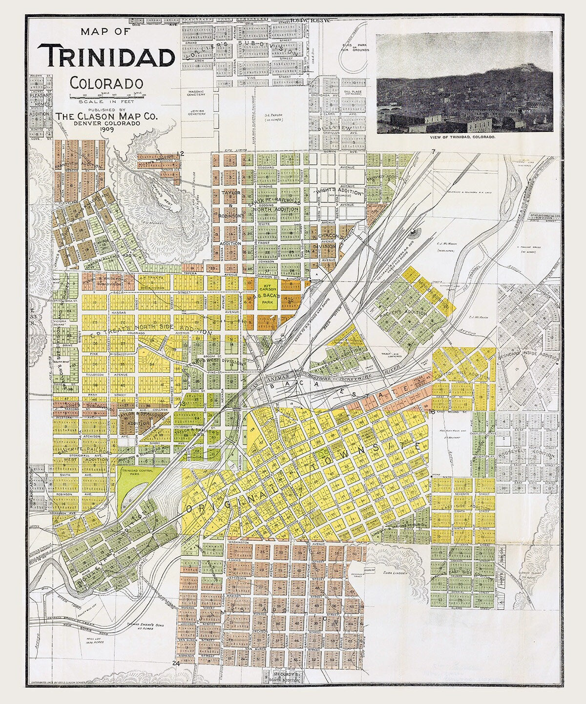 1909 Map of Trinidad Colorado
