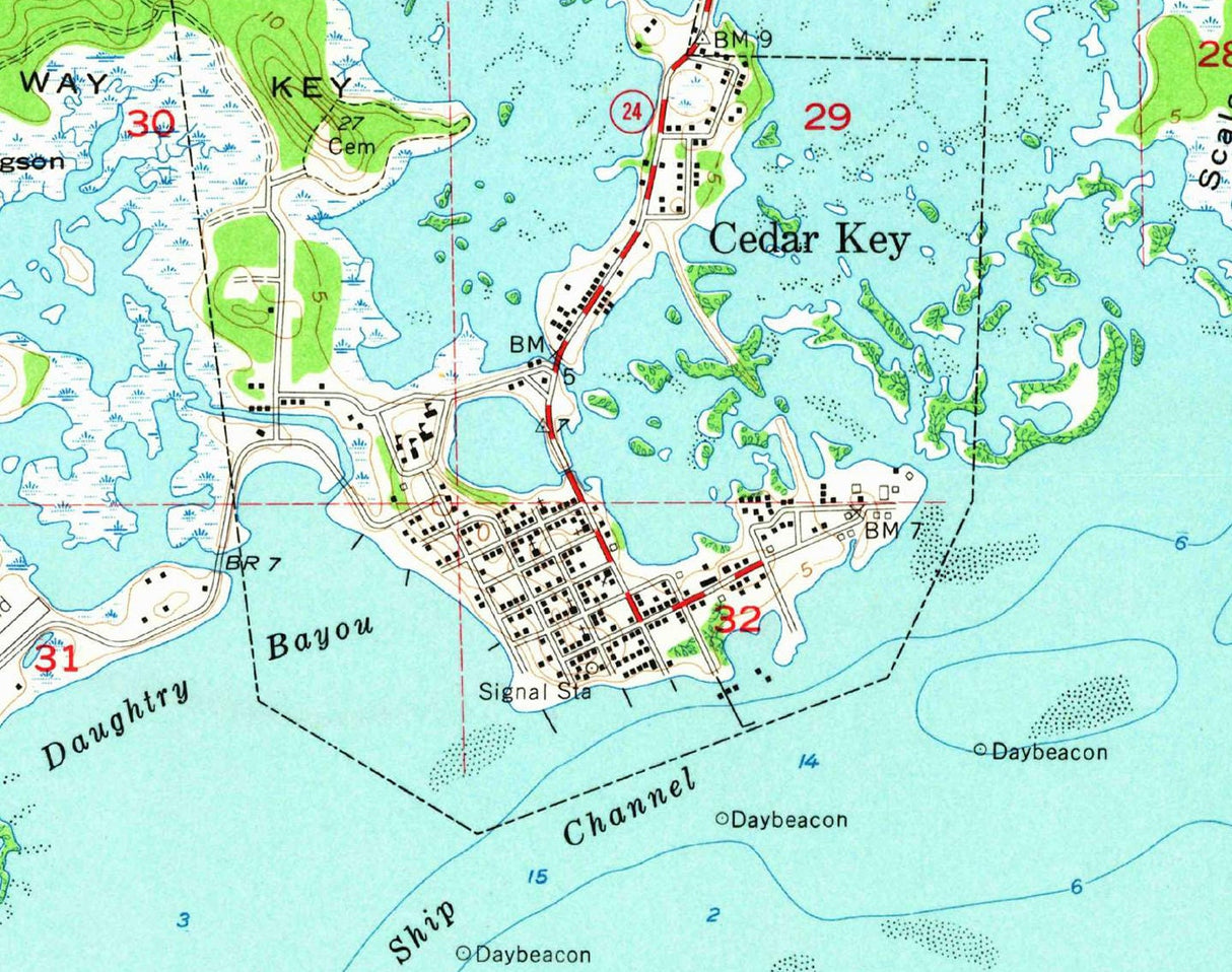 1955 Topo Map of Cedar Key Florida Quadrangle