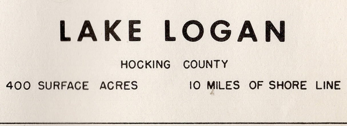 1960 Map of Lake Logan Hocking County Ohio