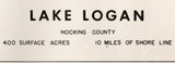 1960 Map of Lake Logan Hocking County Ohio