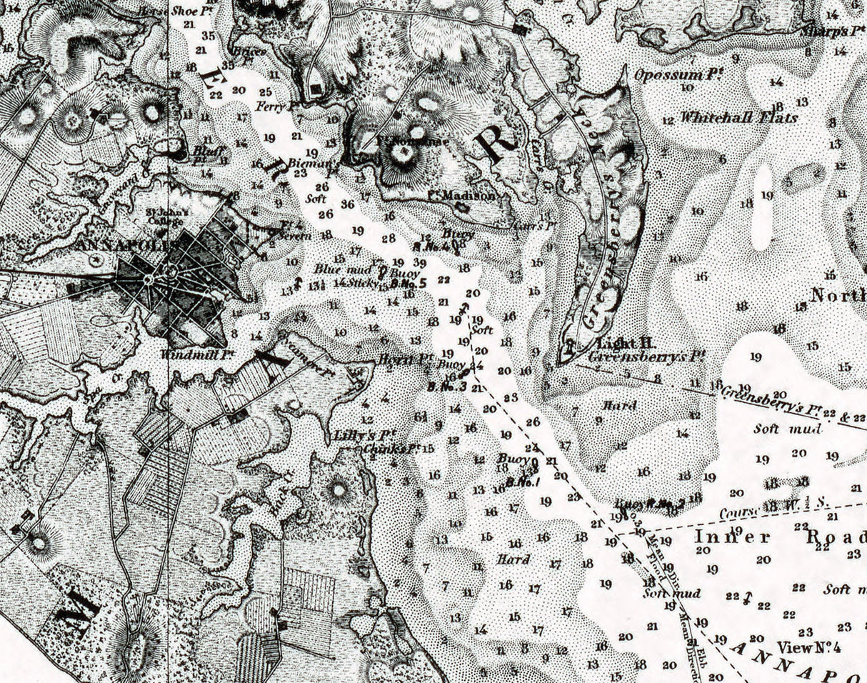 1846 Map of the Harbor of Annapolis Maryland