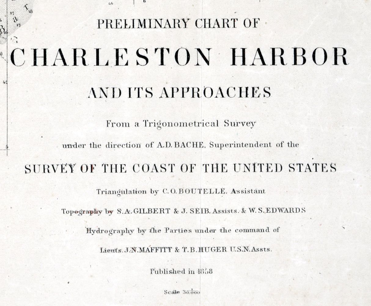 1858 Nautical Map of Charleston Harbor South Carolina