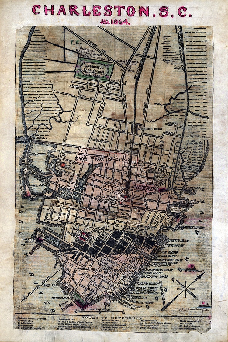 1864 Map of Charleston South Carolina