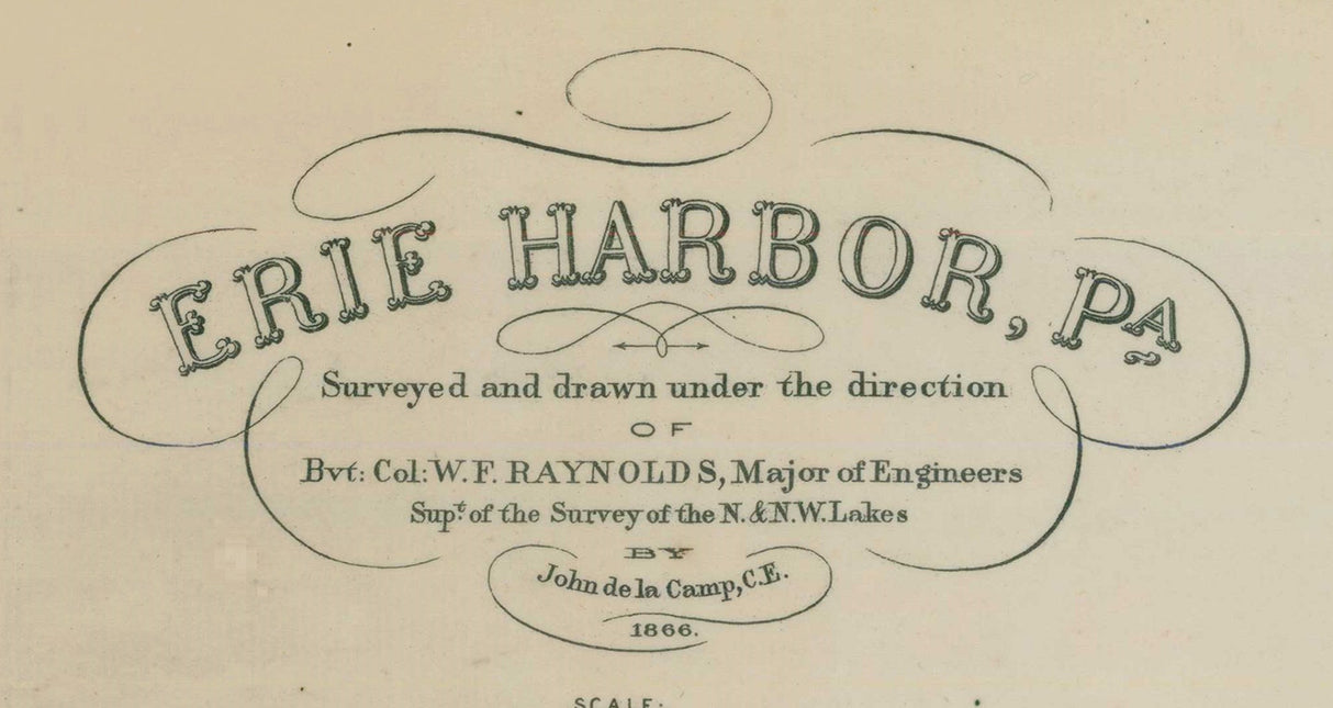 1866 Map of Erie Harbor Presque Isle PA Lake Erie