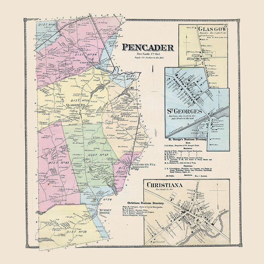 1868 Map of Pencader New Castle County Delaware