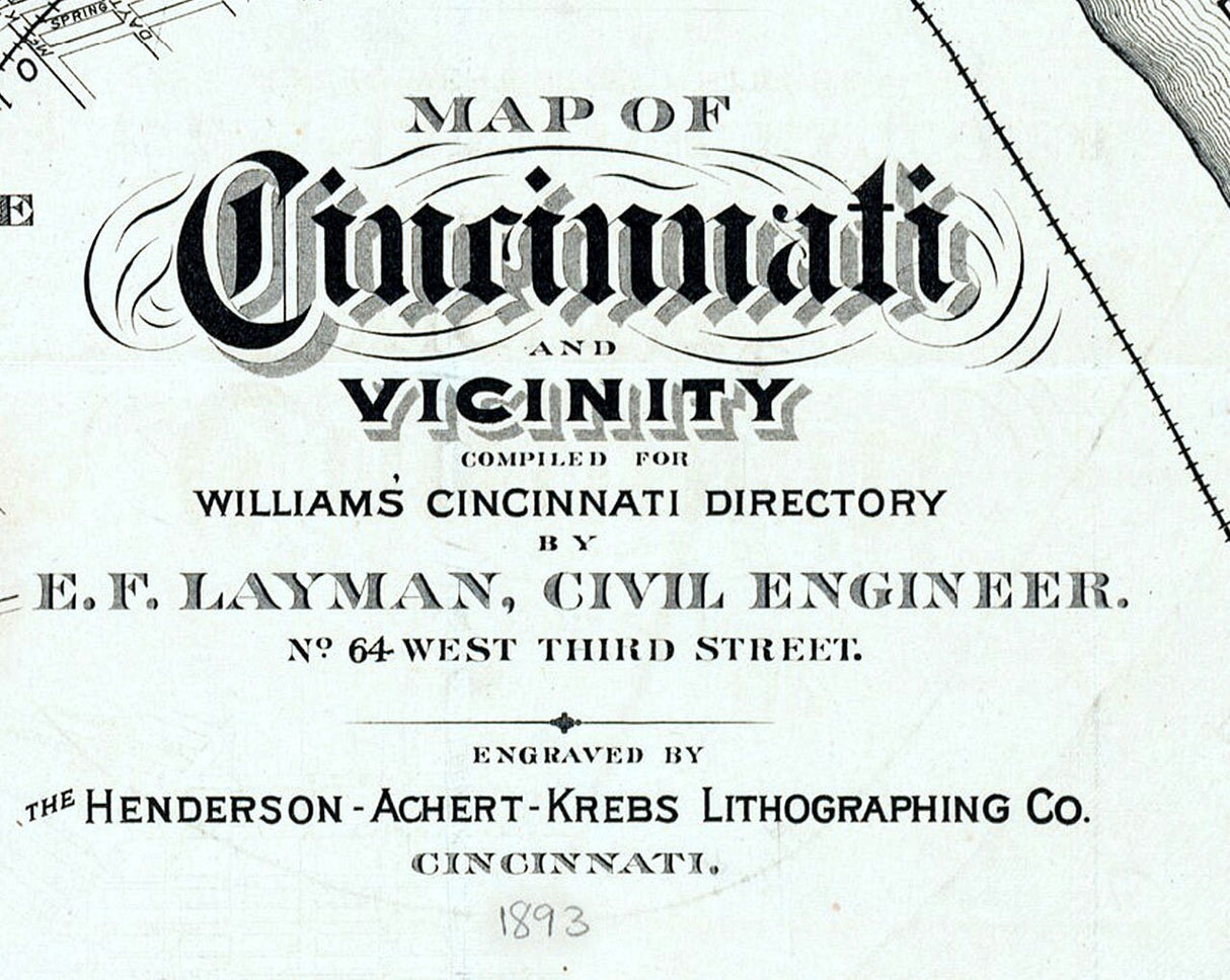 1893 Map of Cincinnati Ohio and Vicinity