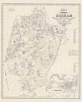 1851 Town Map of Dedham Norfolk County Massachusetts
