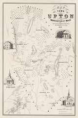 1851 Town Map of Upton Worcester County Massachusetts