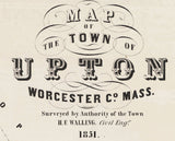 1851 Town Map of Upton Worcester County Massachusetts