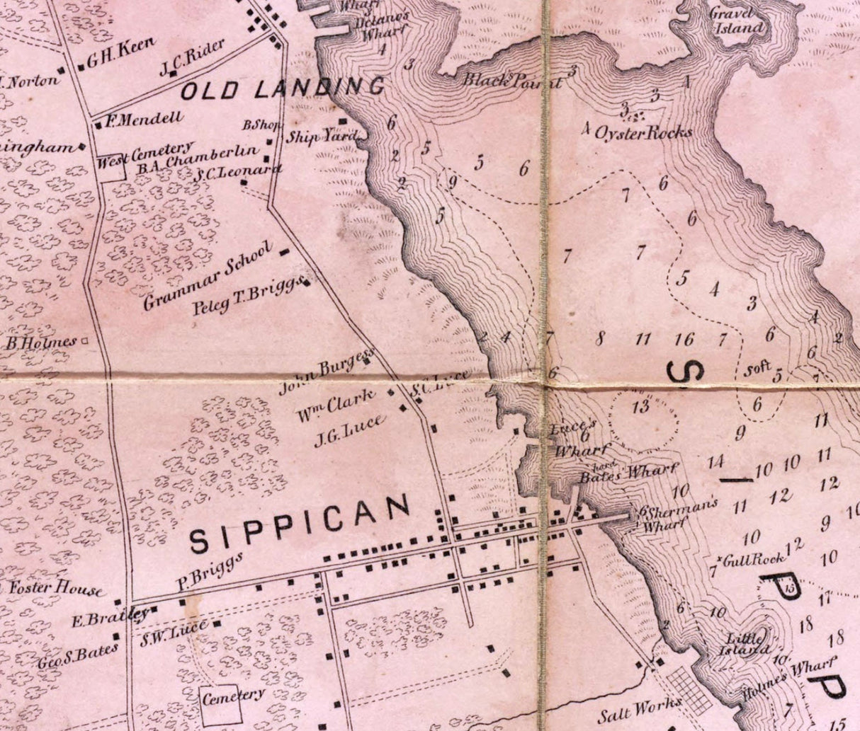 1855 Town Map of Marian Plymouth County Massachusetts