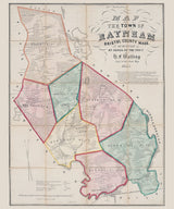1855 Town Map of Raynham Bristol County Massachusetts