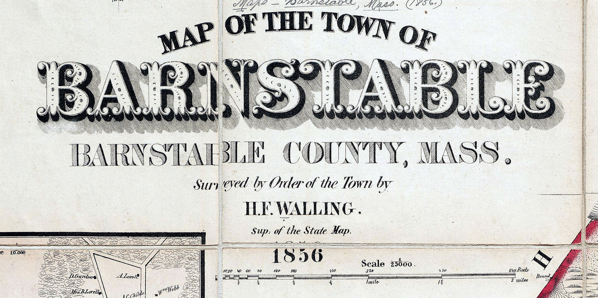 1856 Town Map of Barnstable Barnstable County Massachusetts