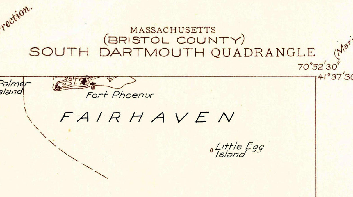 1936 Topo Map of South Dartmouth Massachusetts Quadrangle