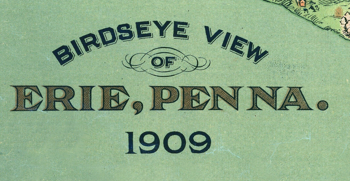 1909 Panoramic Map of Erie Pennsylvania