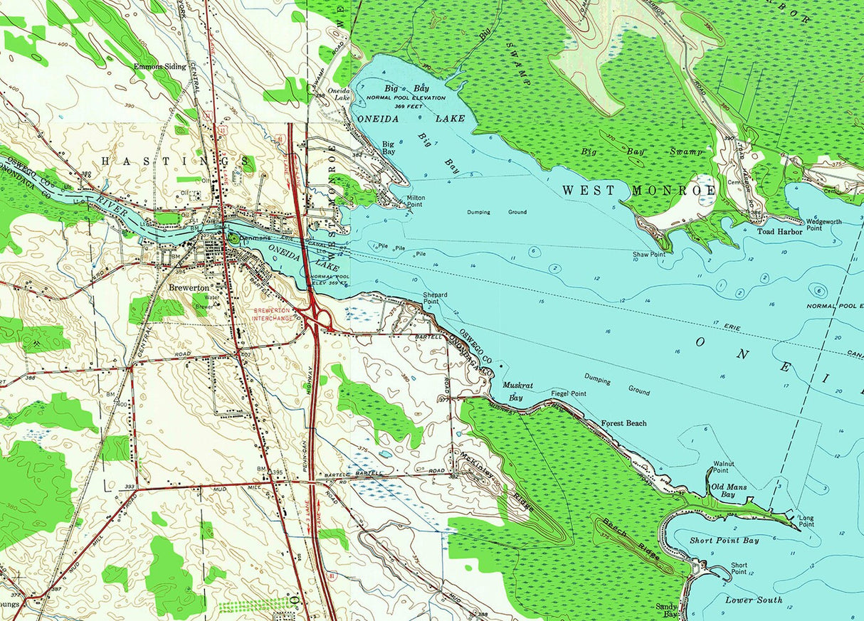 1957 Map of Oneida Lake New York