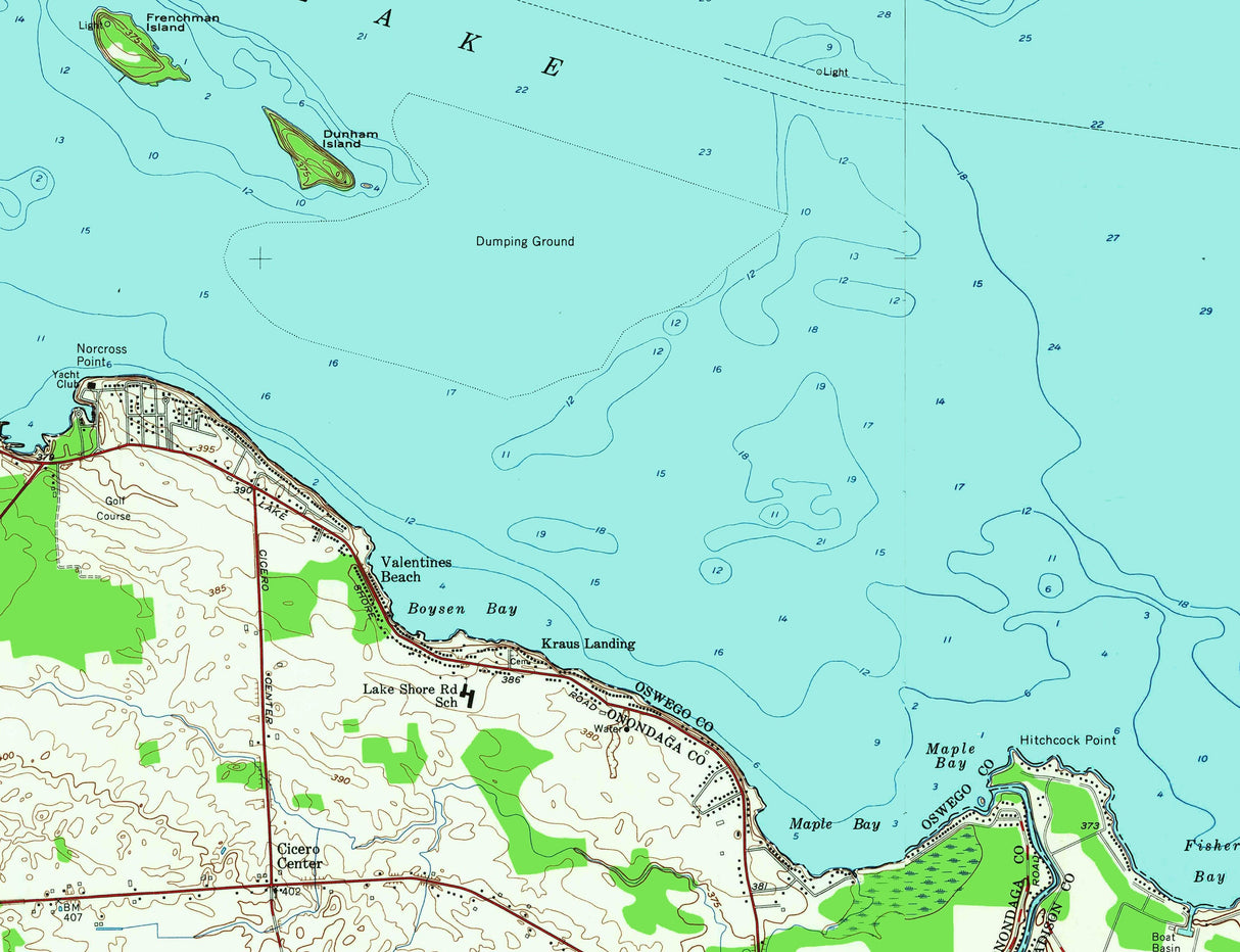 1957 Map of Oneida Lake New York