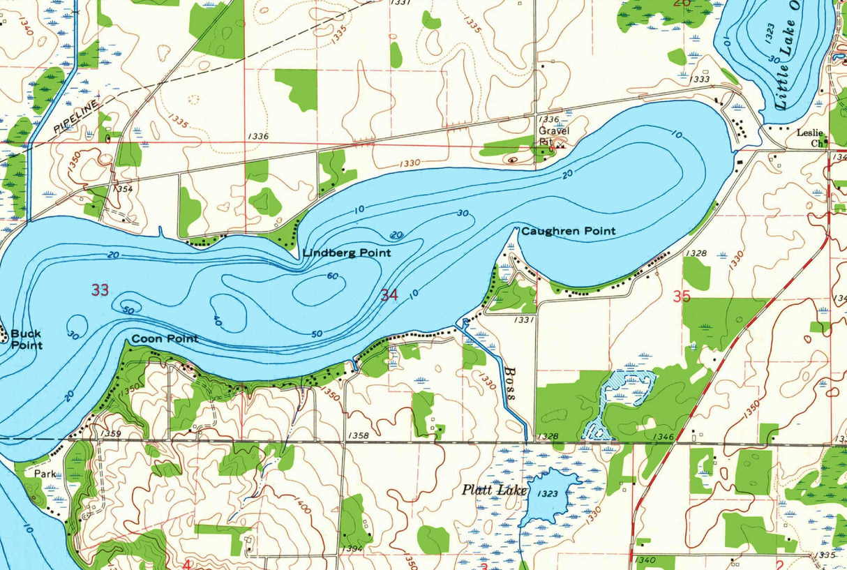 1966 Map of Lake Osakis Minnesota