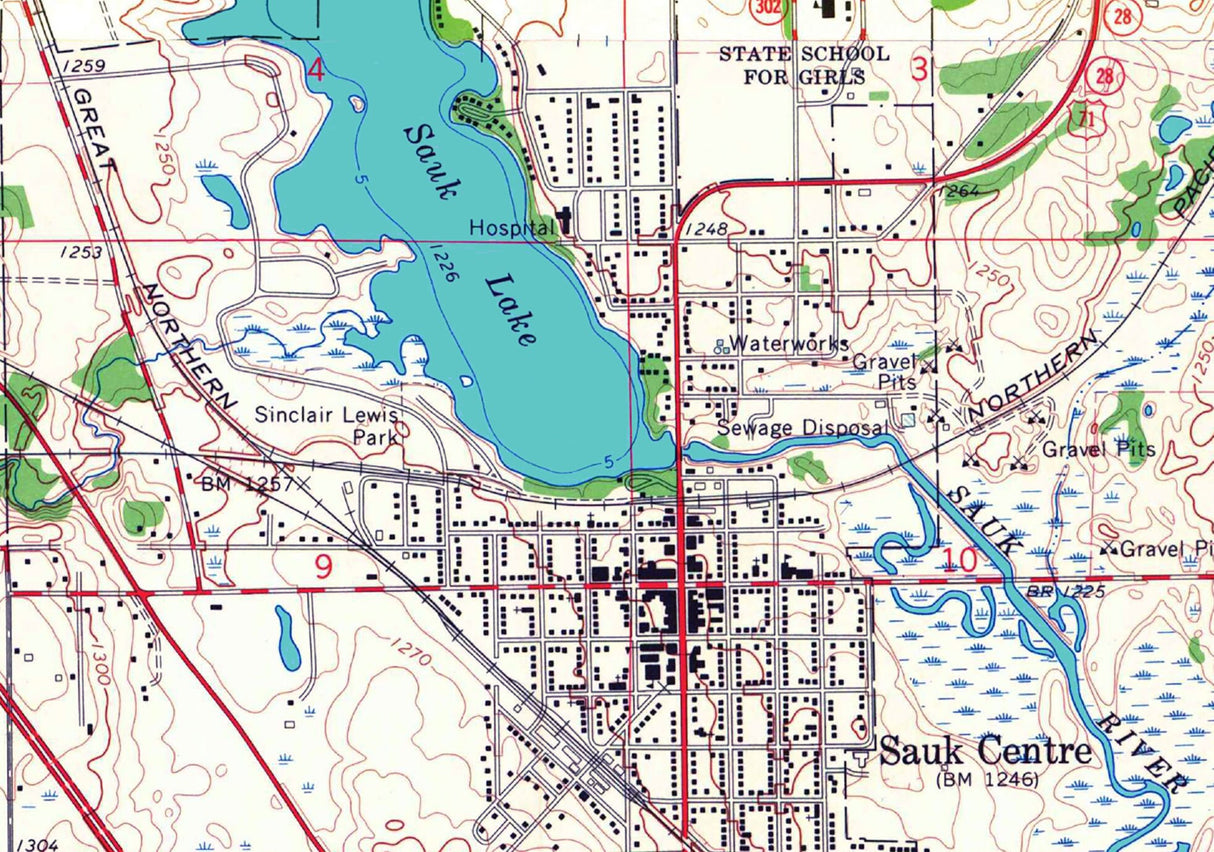 1966 Map of Sauk Lake Minnesota