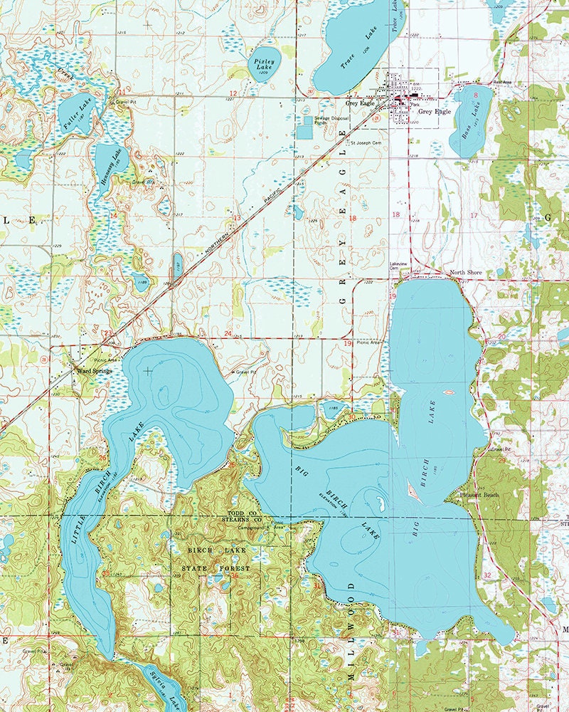 1978 Map of Big Birch Lake Minnesota