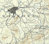 1890 Topo Map of Roanoke Virginia Quadrangle