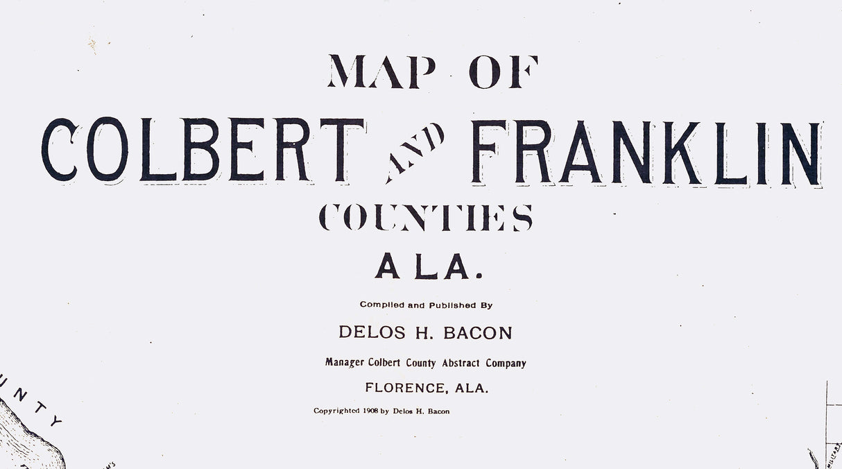 1908 Farm Line Map of Colbert and Franklin County Alabama