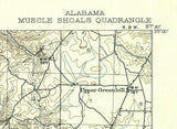 1916 Topo Map of Muscle Shoals Alabama Quadrangle Florence