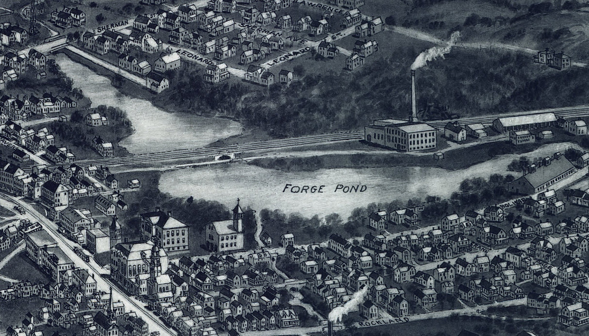 1918 Panoramic Map of Canton Massachusetts