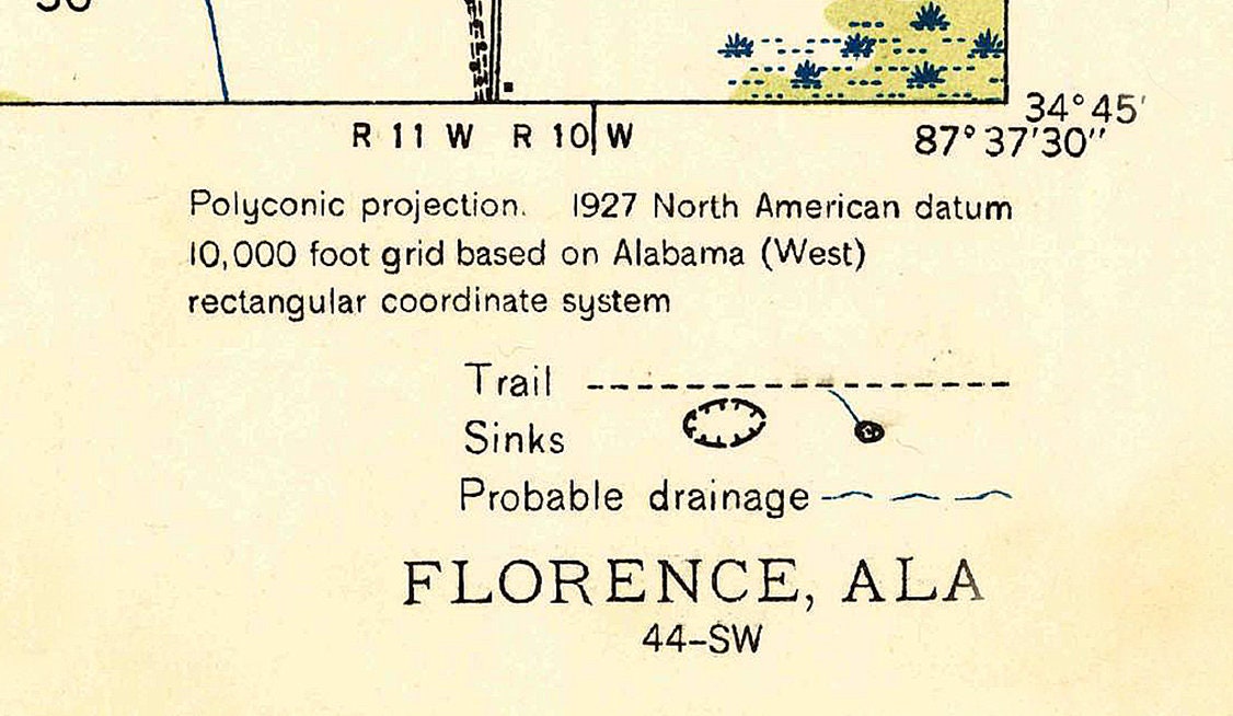 1936 Topo Map of Florence Alabama Quadrangle