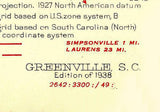 1938 Topo Map of Greenville South Carolina Quadrangle