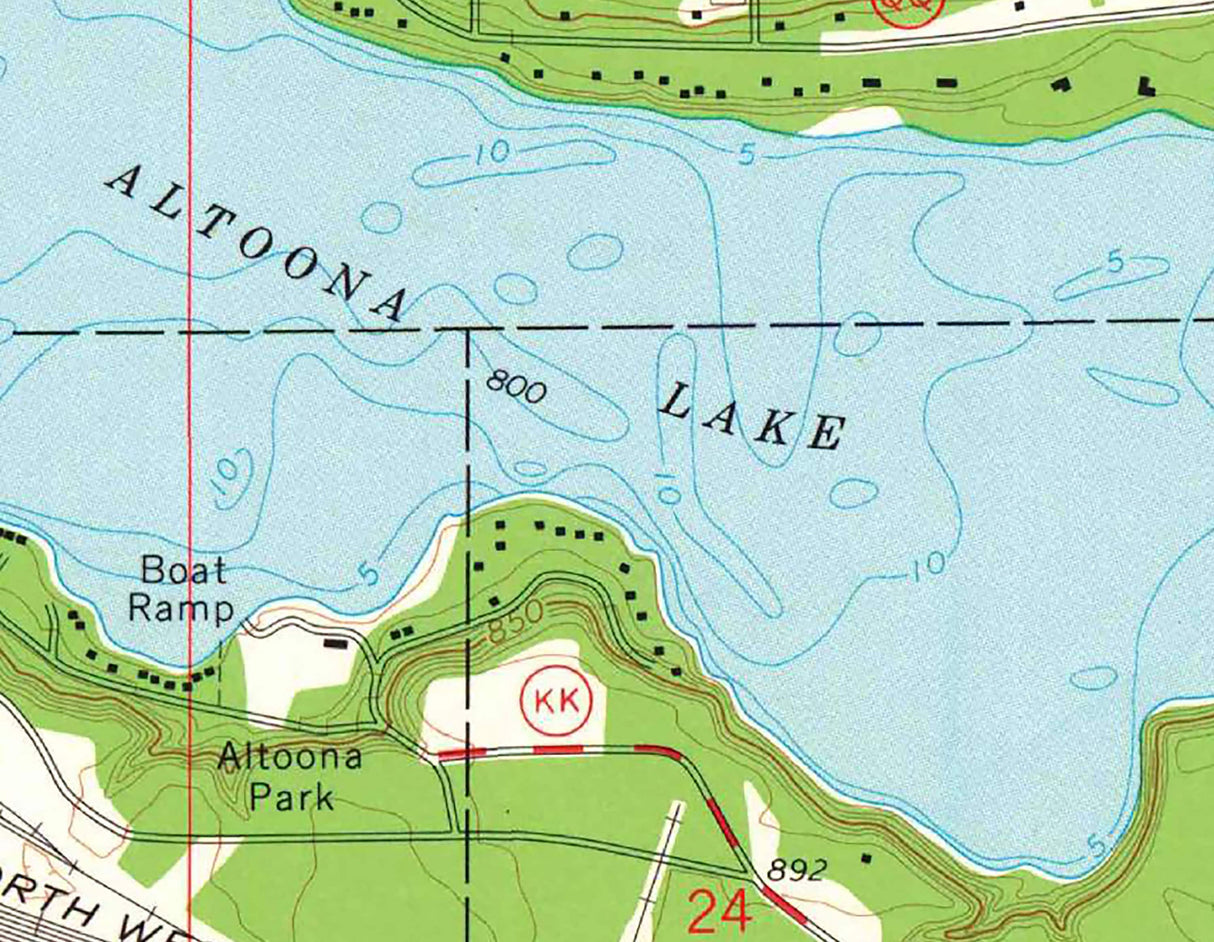 1972 Map of Lake Altoona Wisconsin