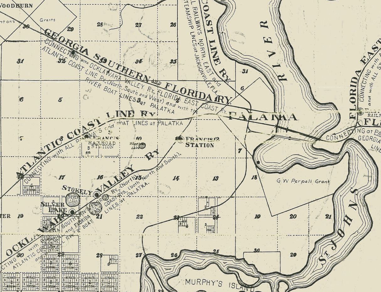 1915 Map of Part of Clay and Putnam County Florida Farms and Homes Saint Johns River