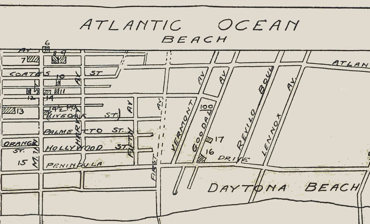 1920 Map of Daytona Beach Florida