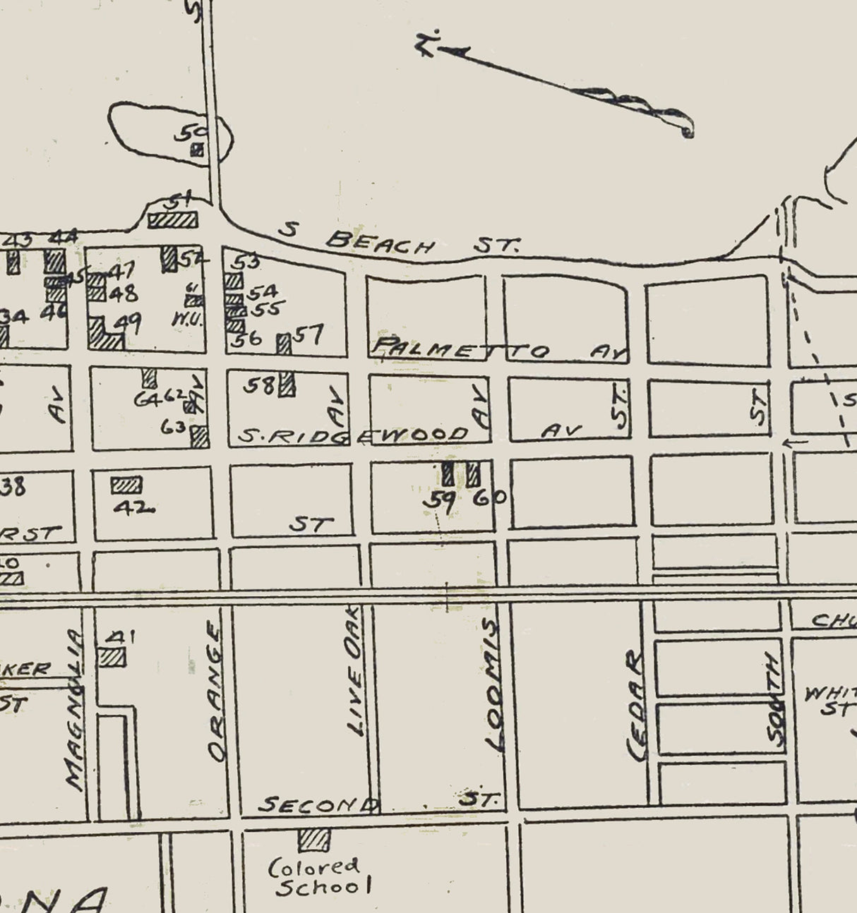 1920 Map of Daytona Beach Florida