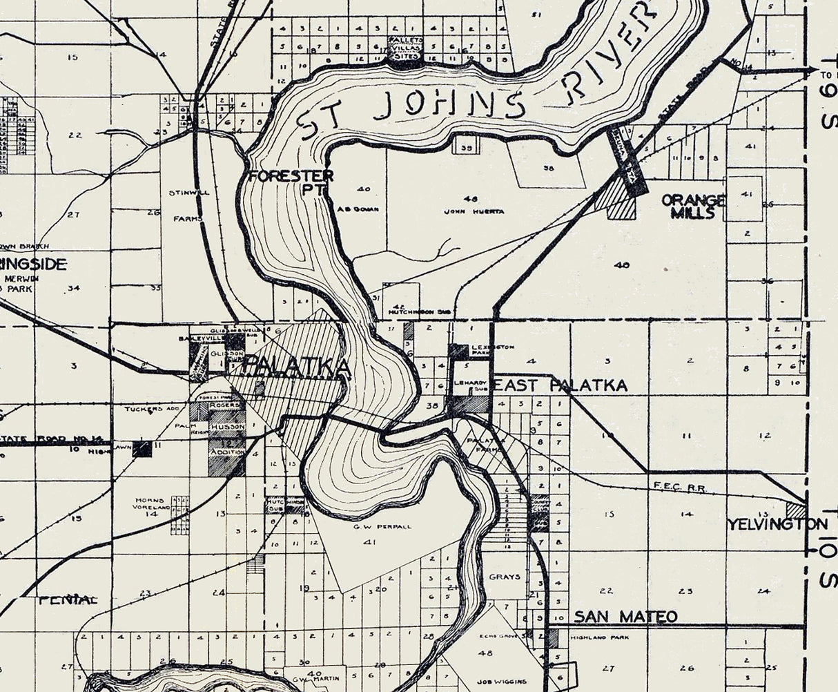 1925 Farm Line Map of Putnam County Florida