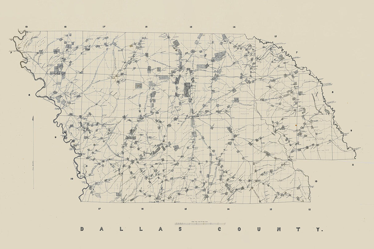 1865 Map of Dallas County Arkansas