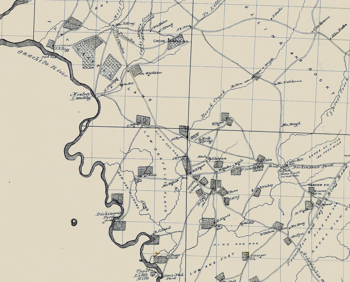 1865 Map of Dallas County Arkansas