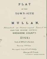 1889 Town Map of Mullan Shoshone County Idaho