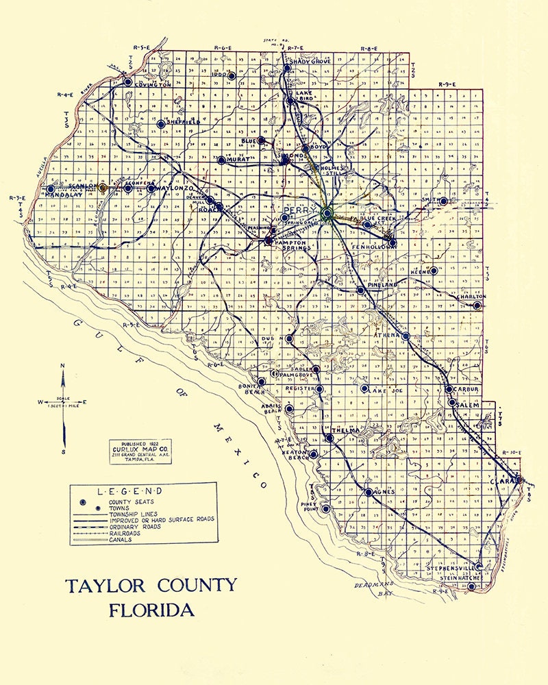 1922 Map of Taylor County Florida