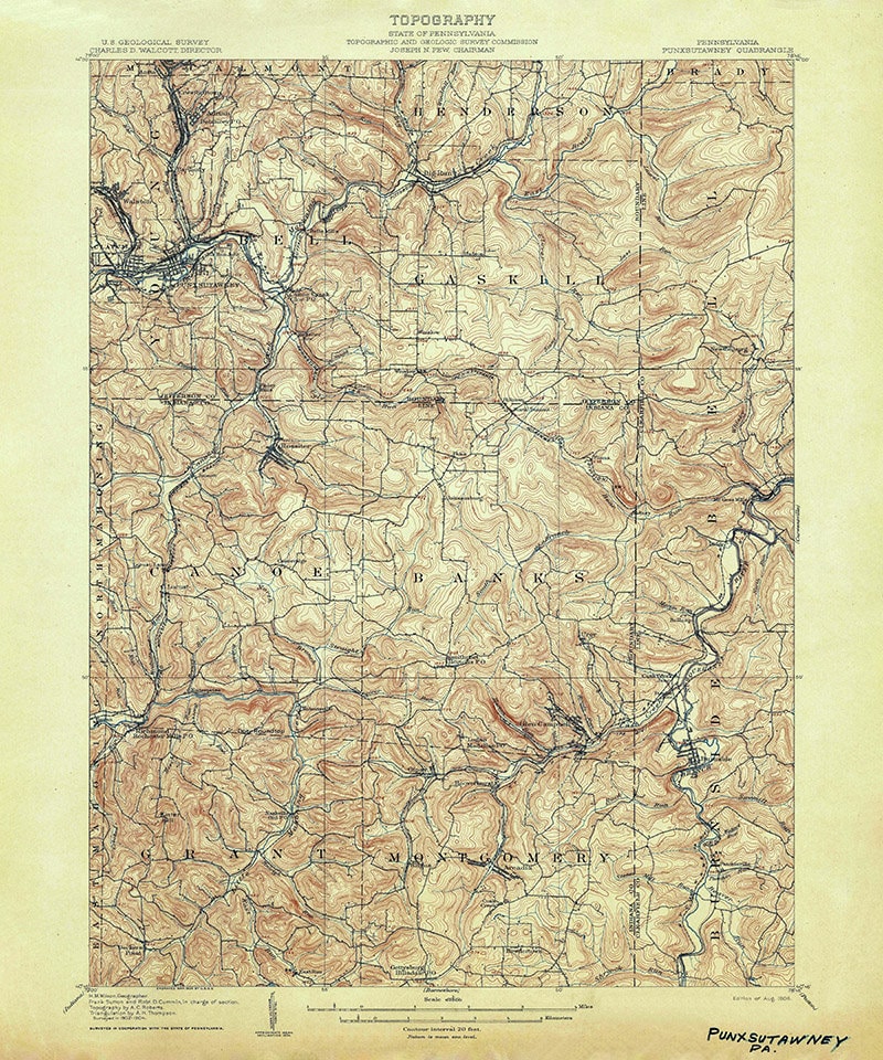 1906 Topo Map of Punxsutawney Pennsylvania Quadrangle
